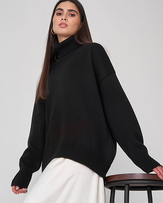 Alanna - Übergroße Strickbluse mit hohem Kragen Chaleur