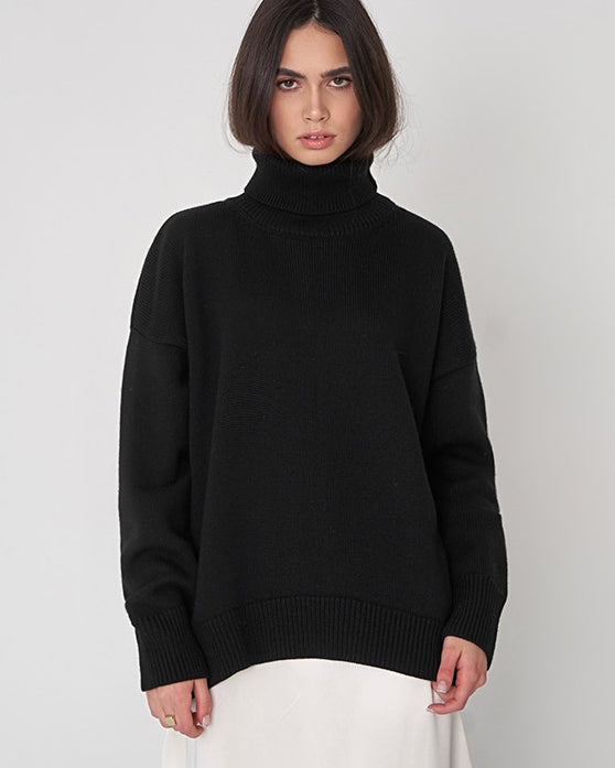 Alanna - Übergroße Strickbluse mit hohem Kragen Chaleur