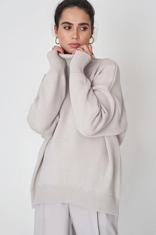 Alanna - Übergroße Strickbluse mit hohem Kragen Chaleur
