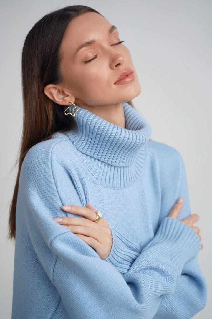 Alanna - Übergroße Strickbluse mit hohem Kragen Chaleur