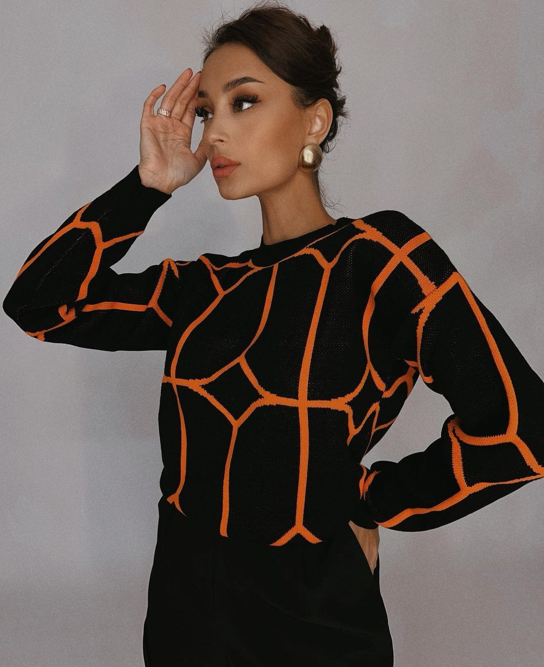 Geometrisch Gemusterte Mesh-Bluse