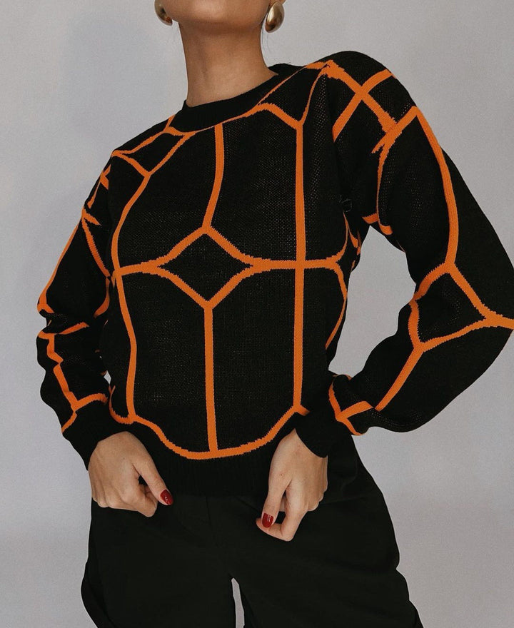 Geometrisch Gemusterte Mesh-Bluse