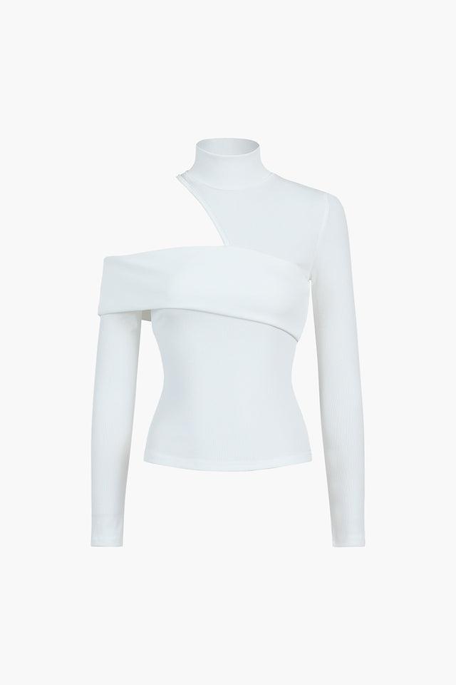 Leah - Kurze Mesh-Bluse mit hohem Kragen