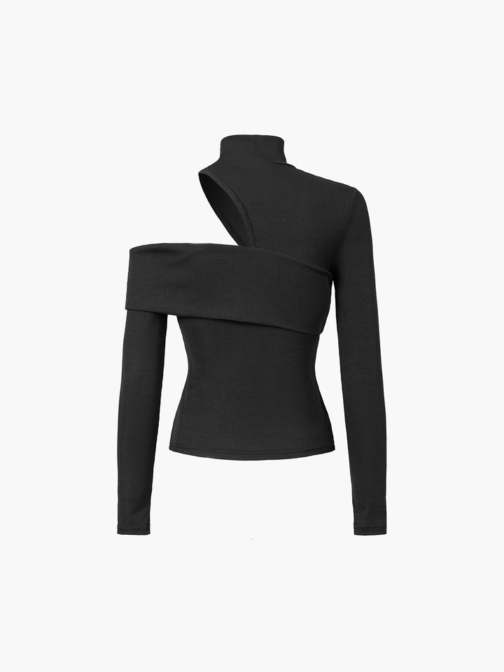 Leah - Kurze Mesh-Bluse mit hohem Kragen
