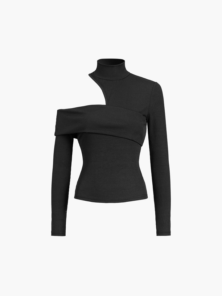Leah - Kurze Mesh-Bluse mit hohem Kragen