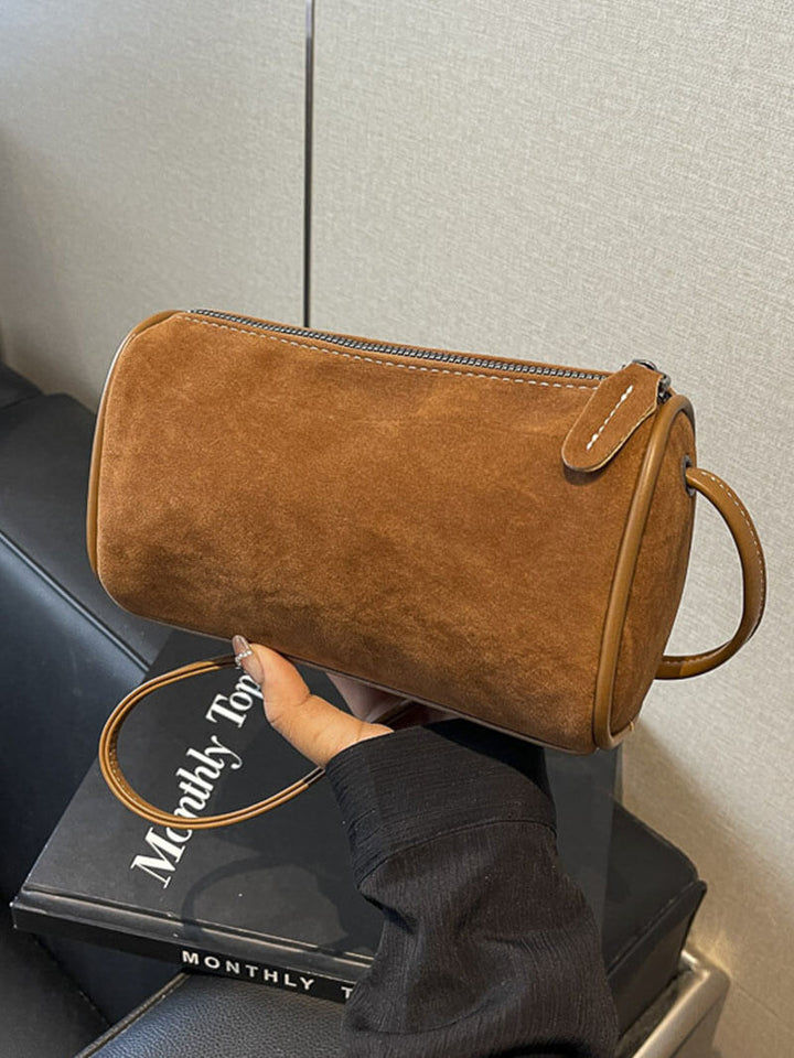 Handtasche aus Wildleder in Rubinrot
