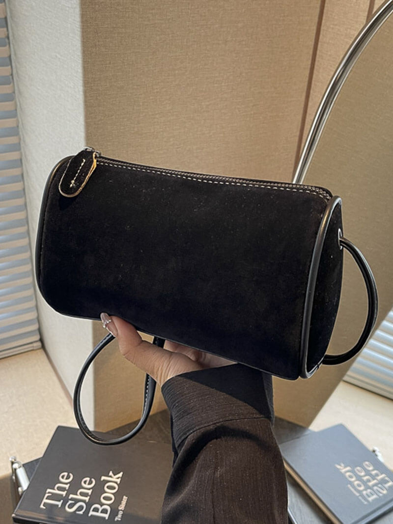Handtasche aus Wildleder in Rubinrot