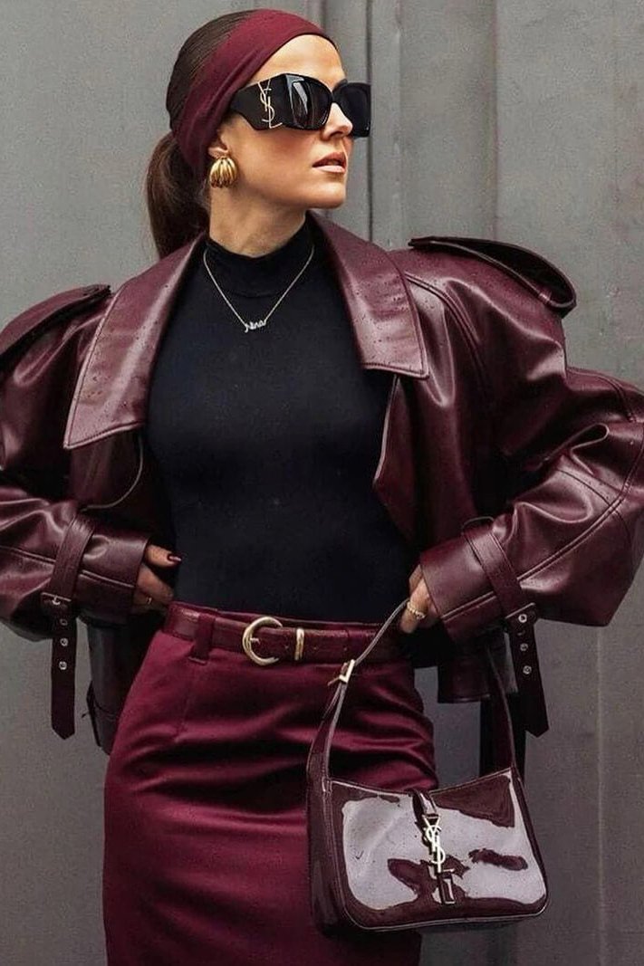 Emma - Burgunderrote Lederjacke