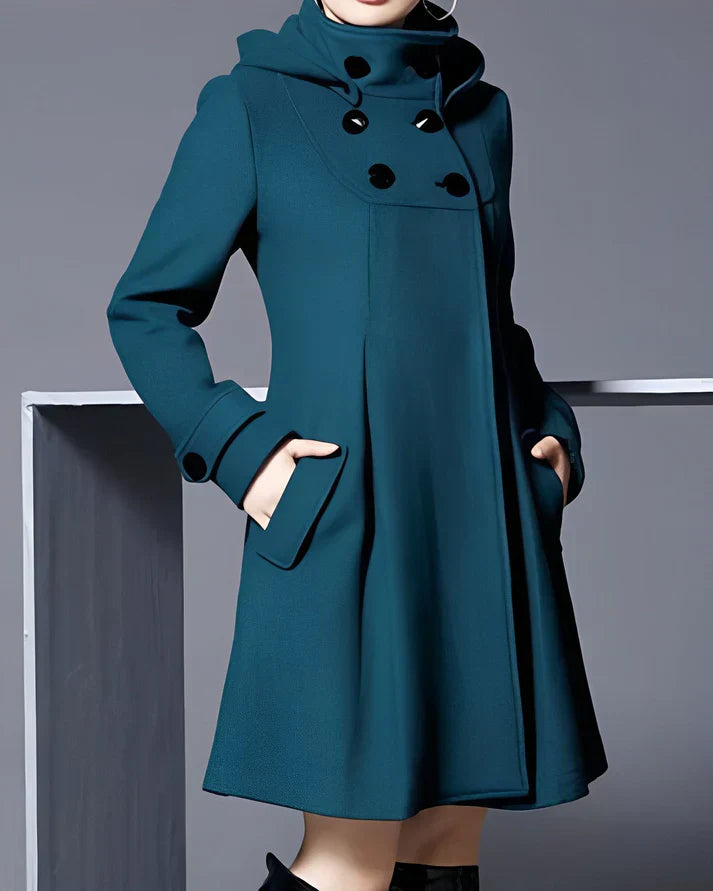 Samantha - Eleganter Wollmantel mit Kapuze