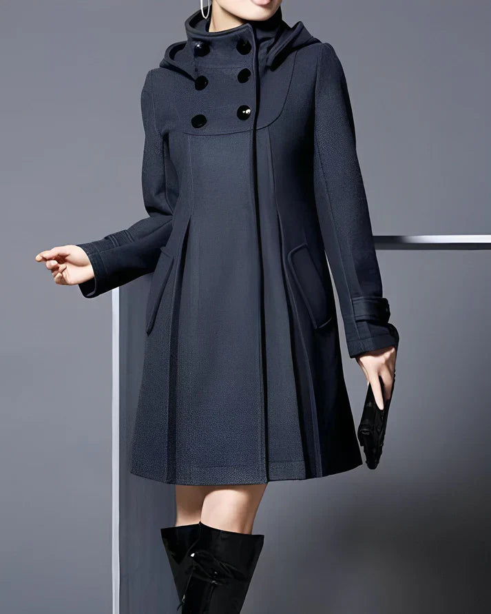 Samantha - Eleganter Wollmantel mit Kapuze