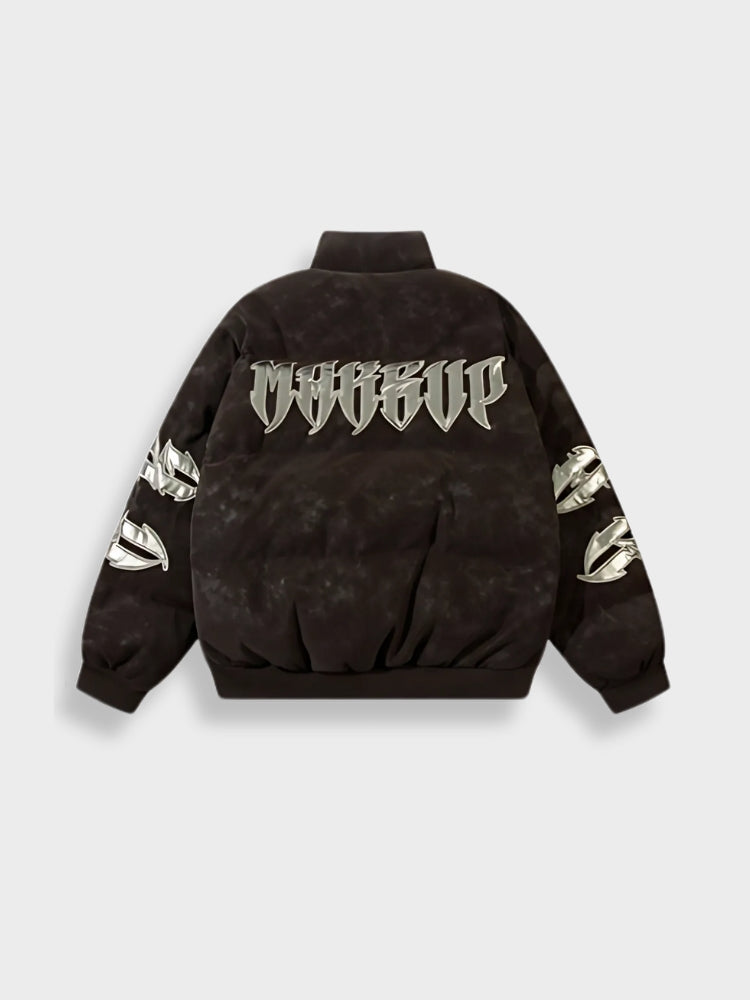 Leather Harajuku Puffer-Jacke