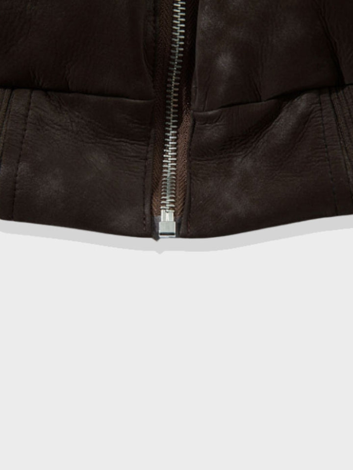 Leather Harajuku Puffer-Jacke